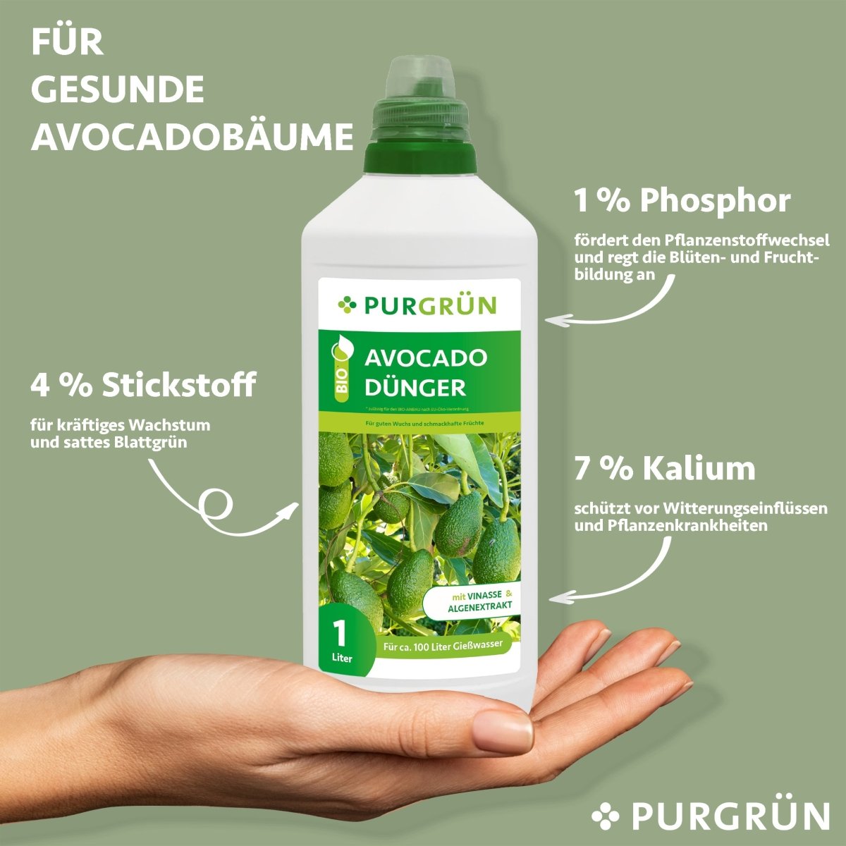 Bio-Avocadodünger 1 Liter - Purgrün