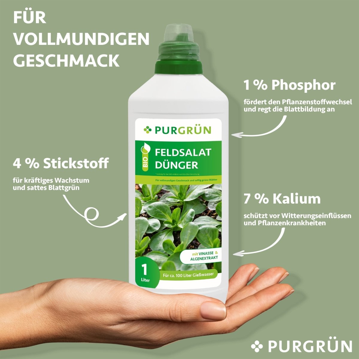 Bio-Feldsalat-Dünger 1 Liter - Purgrün
