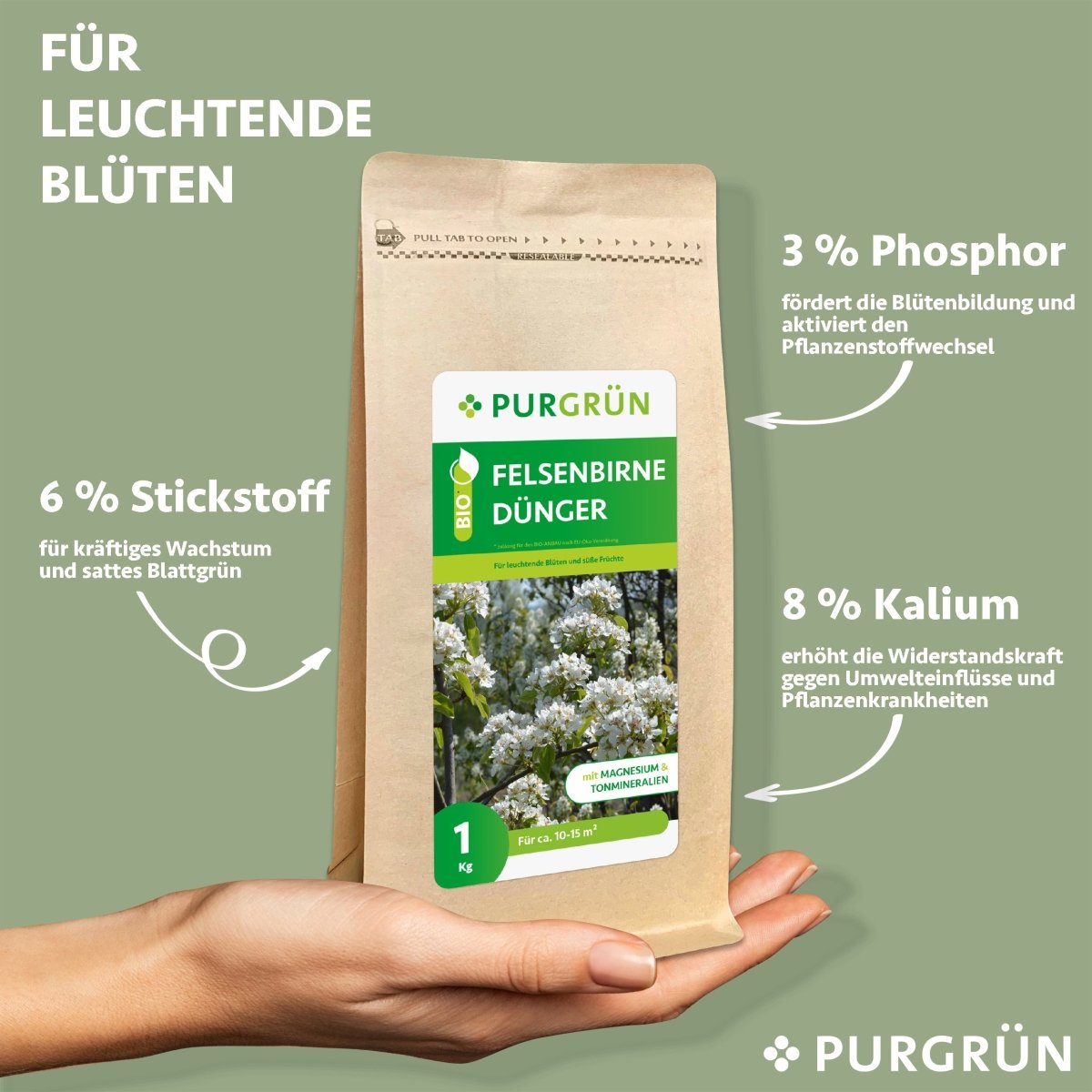 Bio-Felsenbirne-Dünger 1 kg - Purgrün