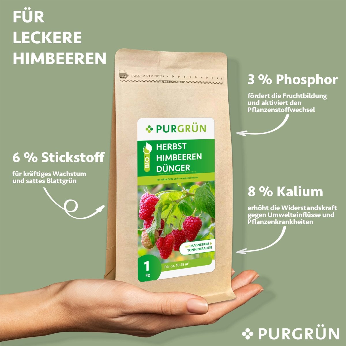 Bio-Herbsthimbeeren-Dünger 1 kg - Purgrün