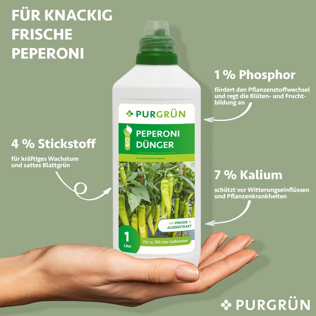 Bio-Peperoni-Dünger 1 Liter - Purgrün