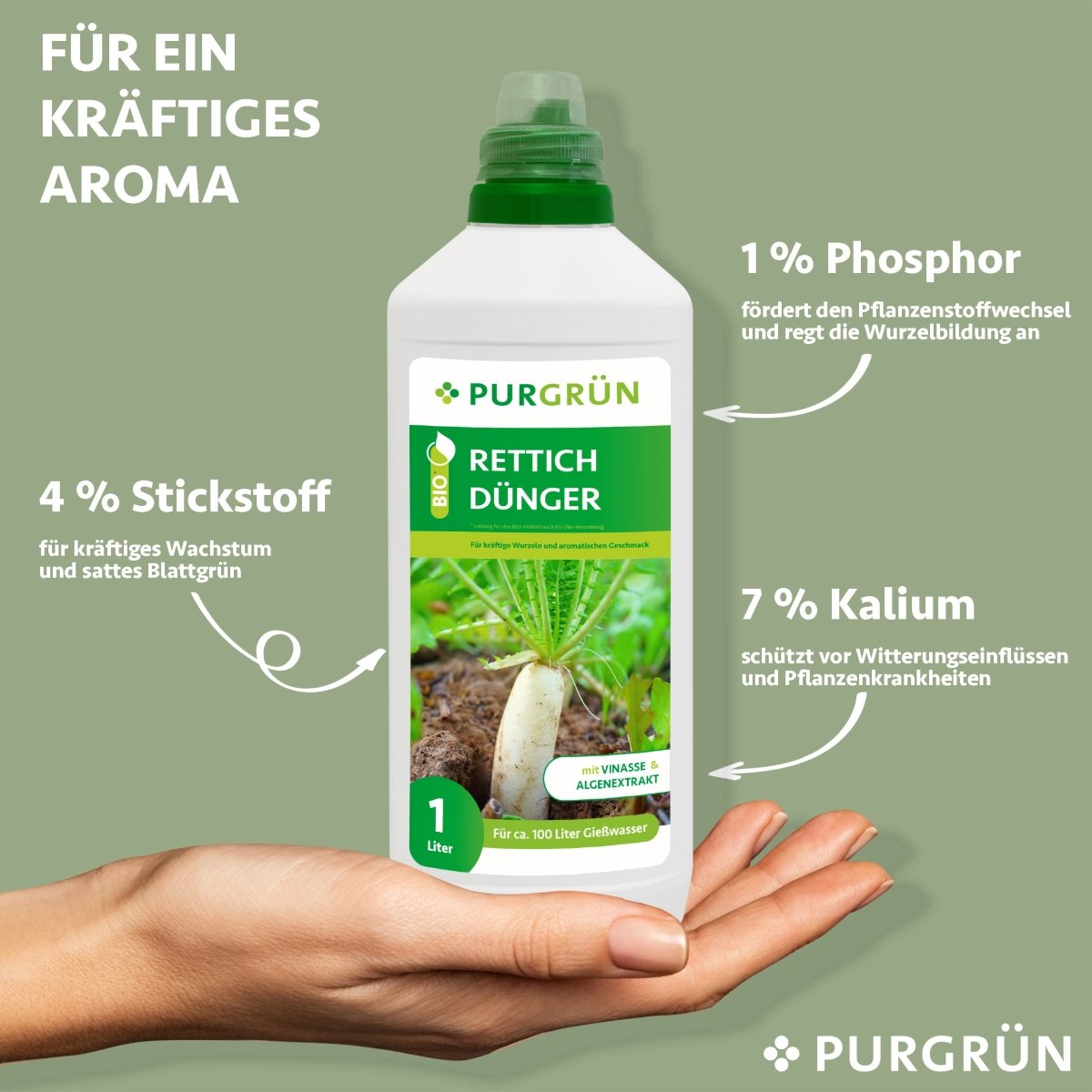 Bio-Rettich-Dünger 1 Liter - Purgrün
