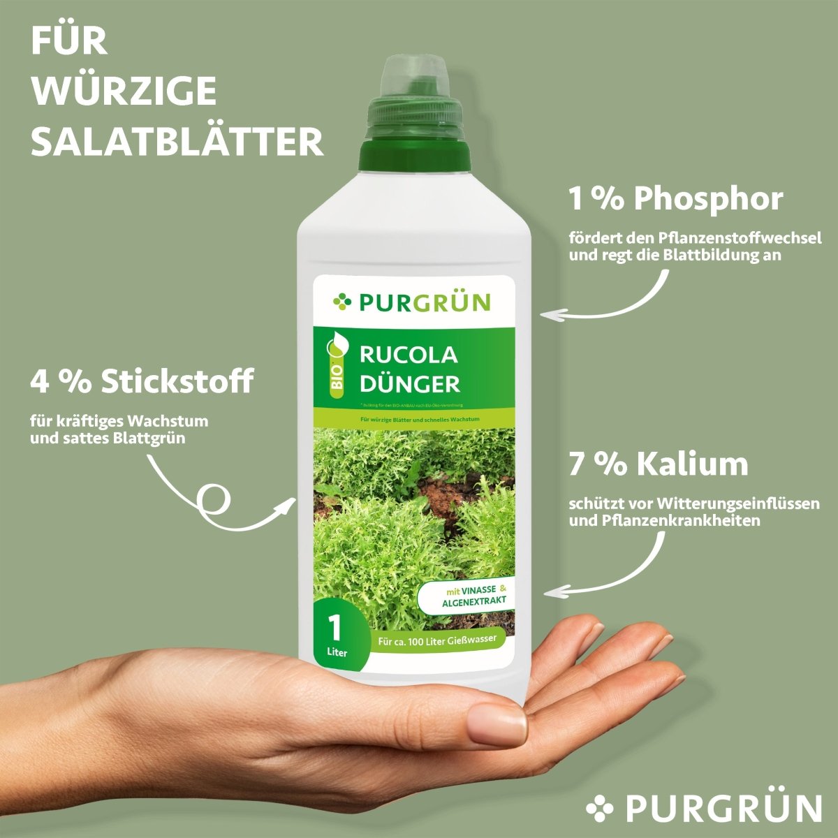 Bio-Rucola-Dünger 1 Liter - Purgrün