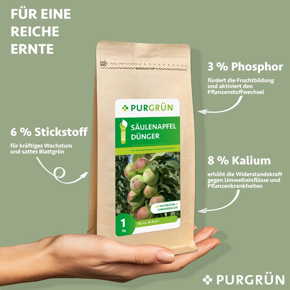 Bio-Säulenapfel-Dünger 1 kg - Purgrün