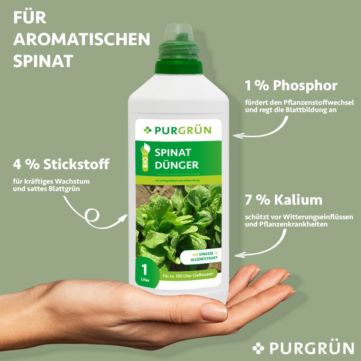 Bio-Spinat-Dünger 1 Liter - Purgrün
