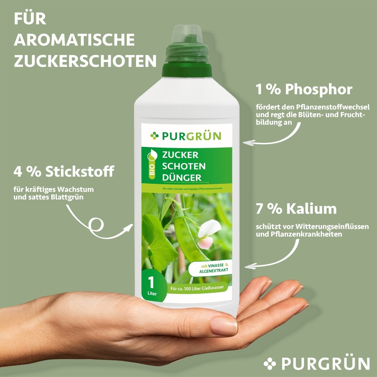 Bio-Zuckerschoten-Dünger 1 Liter - Purgrün