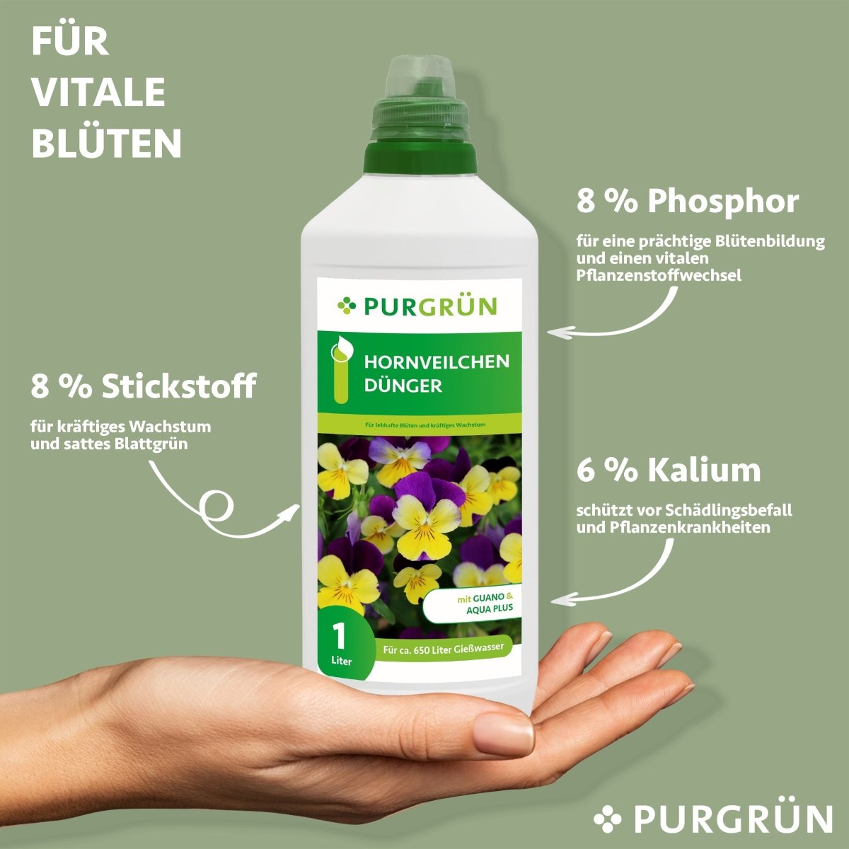 Hornveilchen-Dünger 1 Liter - Purgrün