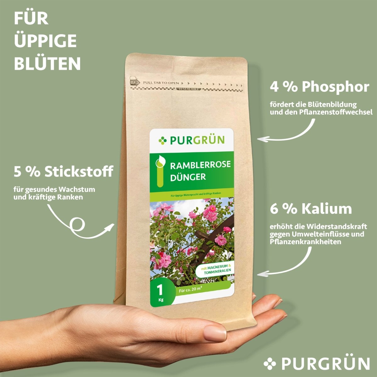 Ramblerrose-Dünger 1 kg - Purgrün