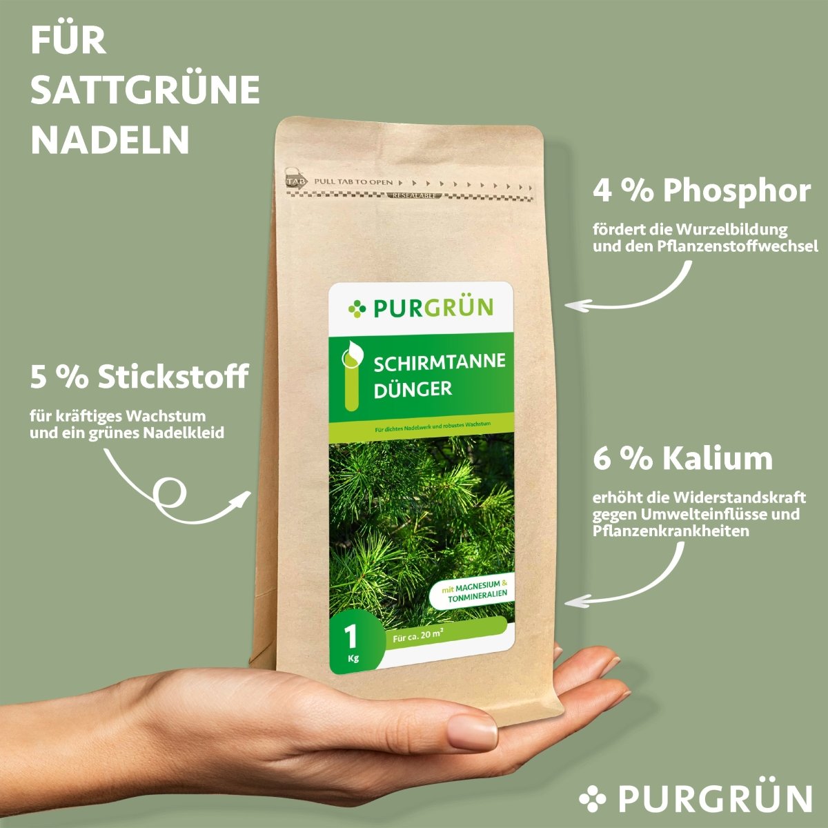 Schirmtanne-Dünger 1 kg - Purgrün