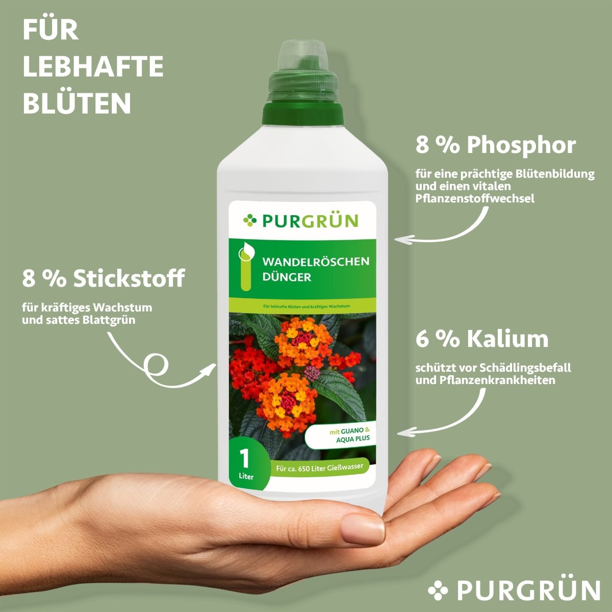 Wandelröschen-Dünger 1 Liter - Purgrün